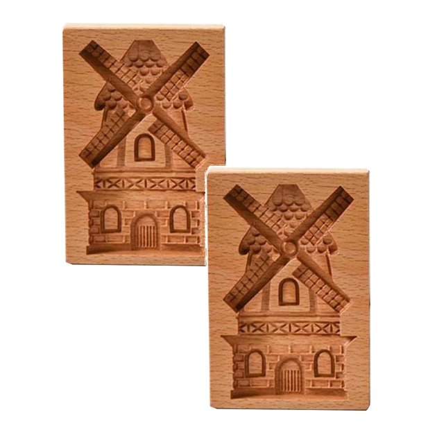 Oleegame 2PC Cookie Mold Fun Cutter Wooden Carving Embossing Is Suitable For Stamping Is Suitable For Baking Yellow