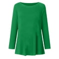 thumbnail image 4 of Plus Size Women's Fashion Long Sleeve Solid Color Round Neck T-Shirt Casual Comfortable Stretchable Top for Ladies, 4 of 4