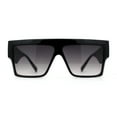 thumbnail image 2 of Womens Thick Horn Flat Top Angular Mobster Plastic Sunglasses Black Smoke, 2 of 4
