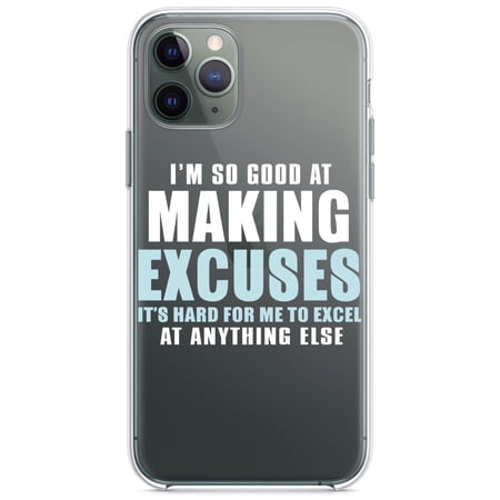 DistinctInk Clear Hybrid Case for Apple iPhone 12 Mini (5.4 Screen) - I m So Good at Making Excuses - Tempered Glass Back