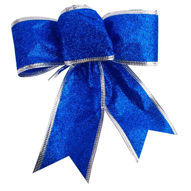 Small Ribbon Bow Purple Bows for Christmas Tree Hanging Ornaments Gifts Bow Decorations, 6Pcs Blue