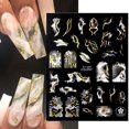 thumbnail image 1 of Línea de onda dorada 3D pegatina de uñas mármol azul geometría abstracta arte de uñas deslizadores calcomanías de revestimiento francés plateado decoraciones de manicura, 1 of 4