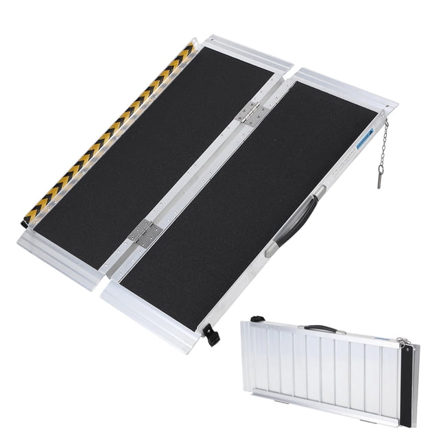 BeesClover Foldable Wheelchair Ramp, Lightweight Aluminum Access Ramp with Stainless Steel Hinges for Curbs & Small Steps