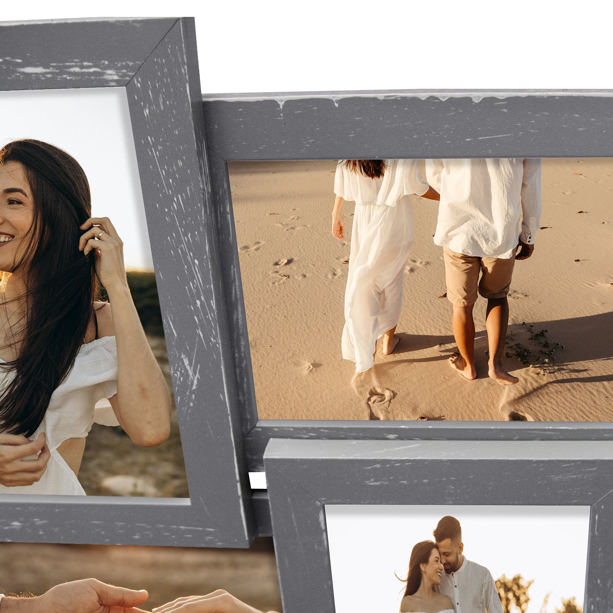 Classic Gallery Display  Multi Photo Frame 12 Openings Picture Frames 4x6 Collage Gray For Wall