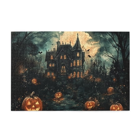 1000 PCS Jigsaw Puzzles 1000 Pieces Mysterious Pumpkin Lantern Castle Unique And Beautiful Design Charm Holiday Gifts Funny Castle Wooden Puzzles Great For Relaxation And Display For Puzzle Lovers