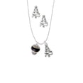 thumbnail image 2 of Delight Jewelry Two-tone Black Round Spinner Silver tone Zig Zag Christmas Tree Charm Necklace and Stud Earrings, 2 of 4
