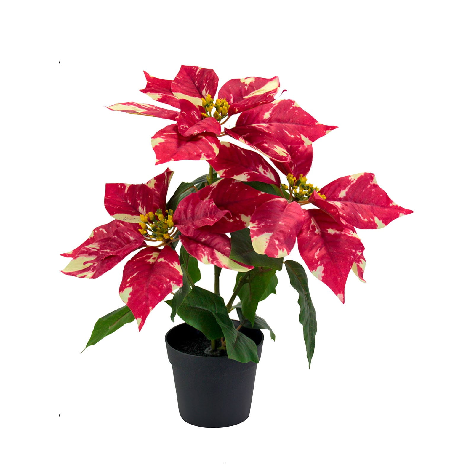Mini Poinsettias Artificial Plants with Pot, 12.6" Faux Small Christmas Flowers in Pot for Home Office Tabletop Indoor Christmas Decorations