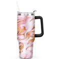 thumbnail image 2 of Pink & Gold Marble 40oz Stainless Steel Vacuum Insulated Tumbler with Lid and Straw Gifts for Mom Friend Sister Grandma, 2 of 7
