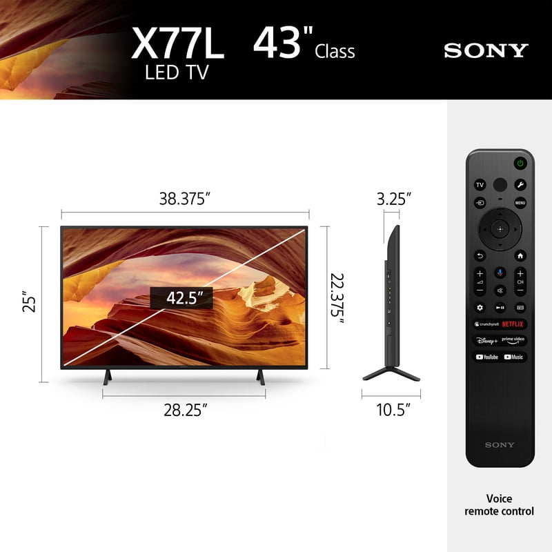Sony 43" Class X77L 4K Ultra HD LED Smart Google TV KD43X77L 2023 Model color options