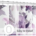 thumbnail image 6 of Extra Long Shower Curtain 72 x 84 Inch, Tall Watercolor Floral Fabric Shower Curtain, Modern Purple Flower Bathroom Shower Curtain Set with Hooks, 6 of 6