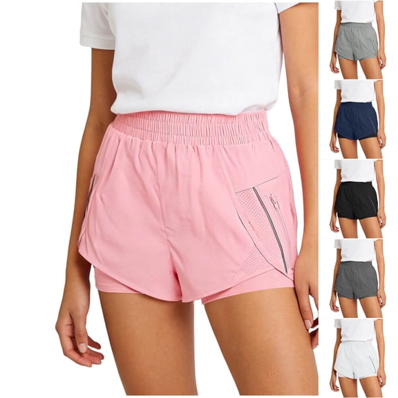 Ailaofu Womens High Waisted Running Shorts Zipper Pocket Quick Dry Workout Shorts with Built in Liner for Women