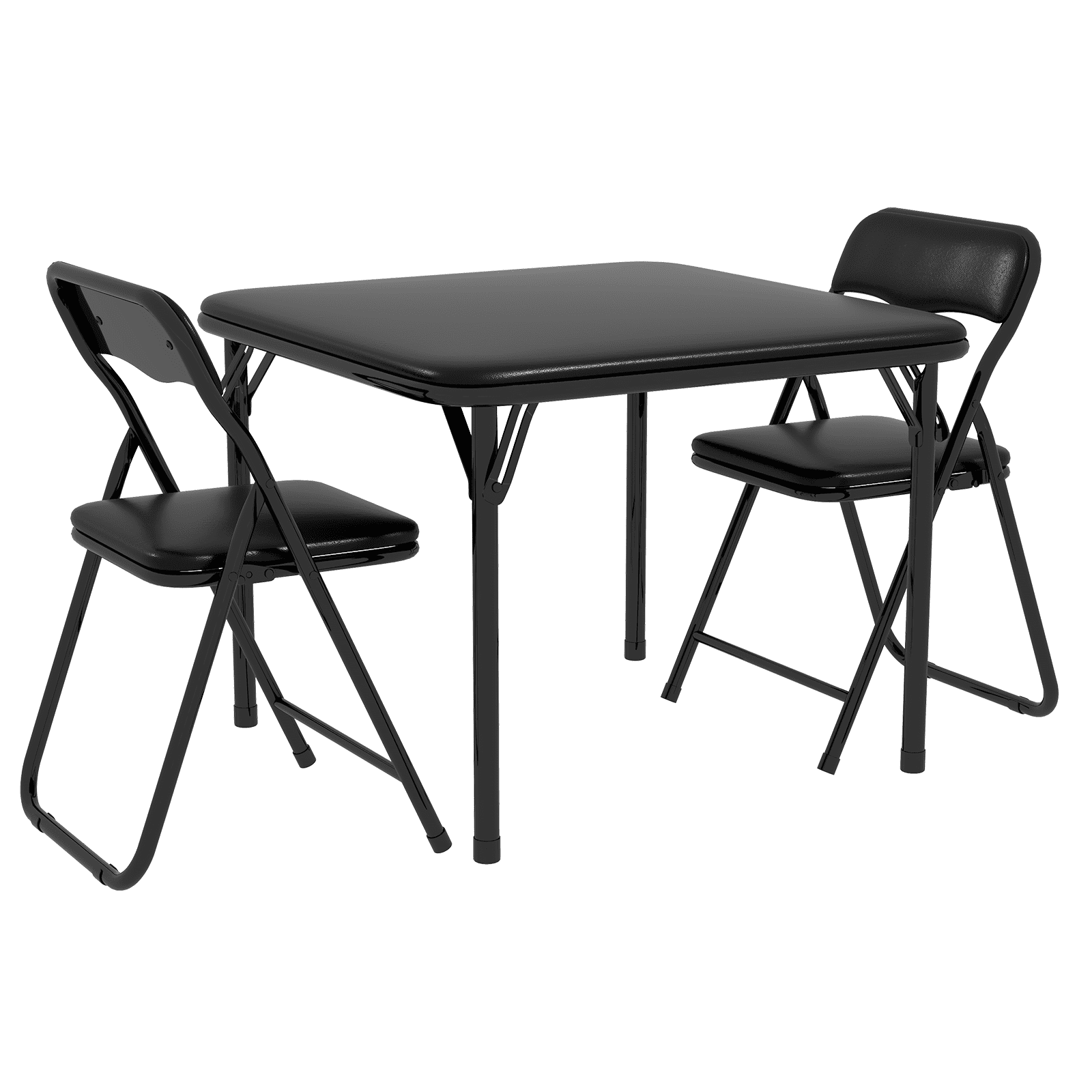 Kids Folding Table and Chairs Set, 3 Piece Table Set with 2 Folding Chairs for Daycare and Classrooms, PU Leather, Steel Frame, Includes Table and 2 Chairs, Perfect for Arts & Crafts