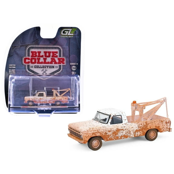 1973 Ford F-100 Tow Truck White (Weathered) "Blue Collar Collection" Series 14 1/64 Diecast Model Cars by Greenlight