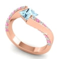 thumbnail image 2 of 1.25 Ct Princess Cut Aquamarine & Pink Sapphire Gemstone Latest Bridal Ring for Women Solid 14K Rose Gold Size 6.5 by Diamond-Capitals, 2 of 8