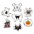 thumbnail image 1 of Juego de moldes de acero inoxidable para galletas de Halloween, 7 Uds., para hacer calabaza, fantasma, bruja, gato, murciélago, molde para galletas, 1 of 5