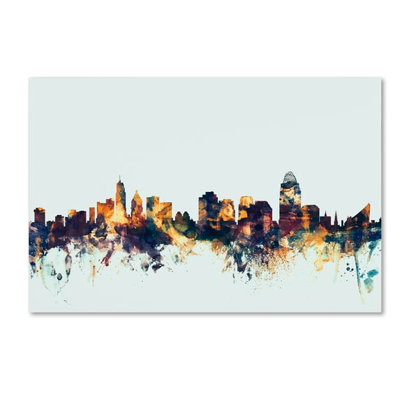 Michael Tompsett 'Cincinnati Ohio Skyline Blue' Canvas Art