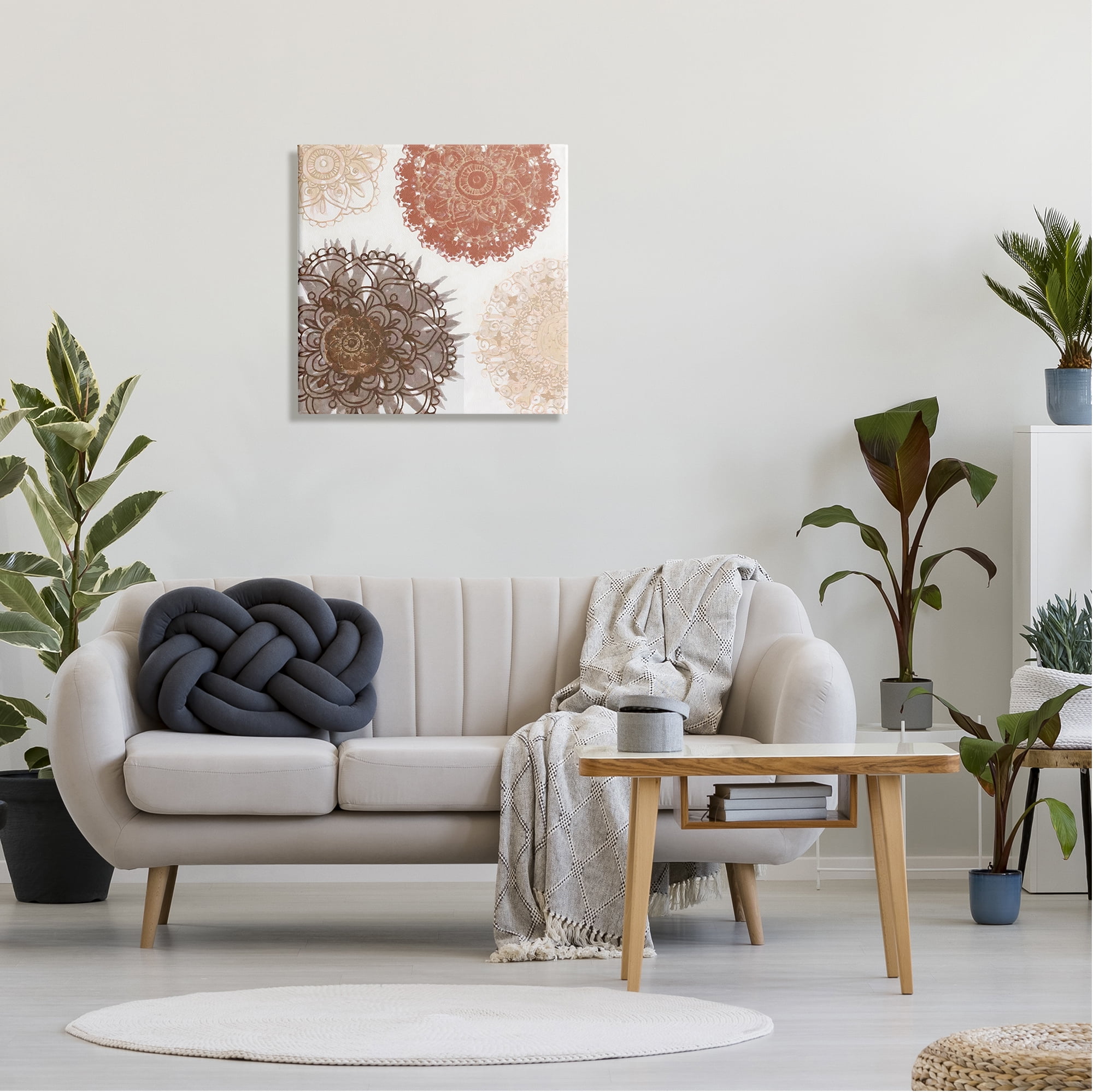 Stupell Boho Mandala Earthy Florals Abstract Painting Gallery Wrapped Canvas Print Wall Art
