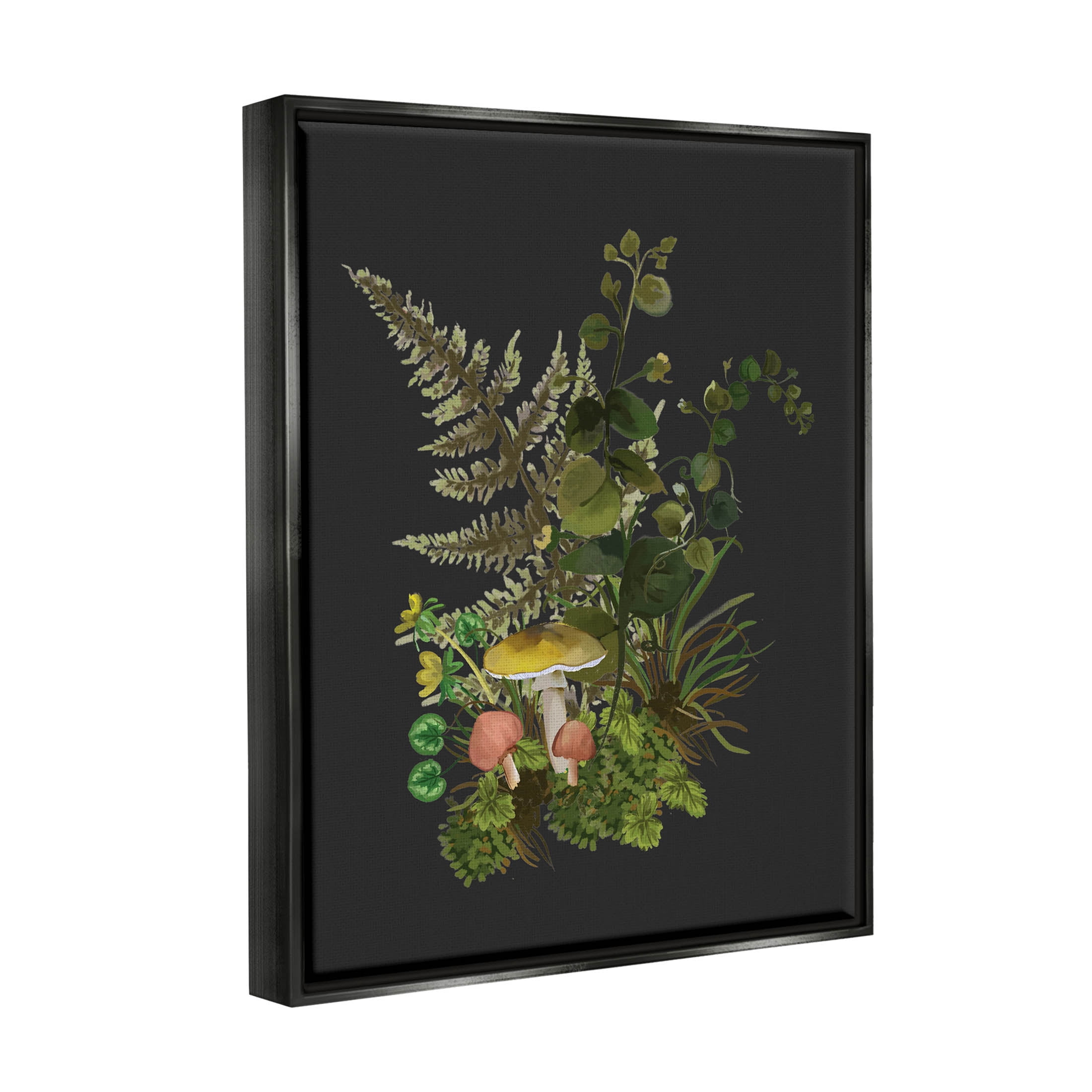 Forest Herbs Sprouting Nature Botanical & Floral Graphic Art Jet Black Framed Art Print Wall Art