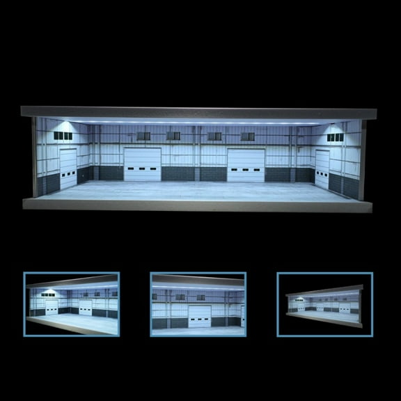 Diorama 1:43 Garage Model Die-cast Model Car Display Case with LED Light and Acrylic Cover ,Stackable Garage Parking Lot Scene Display Model