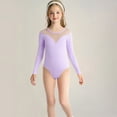 thumbnail image 2 of Agkizg Kid Girls Gymnastic Leotard Long Sleeve Solid Color Ballet Dance One Piece Outfit, Sizes 2-15 Years, 2 of 4