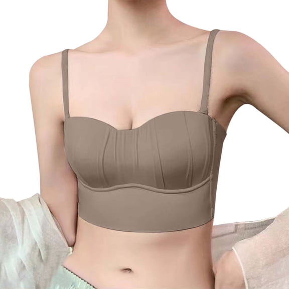 HXWCHs Womens Wireless Bra Thin Padded Removable Padding Seamless Full Coverage Adjustable Underwire Bralette Solid Color Size: XL Coffee