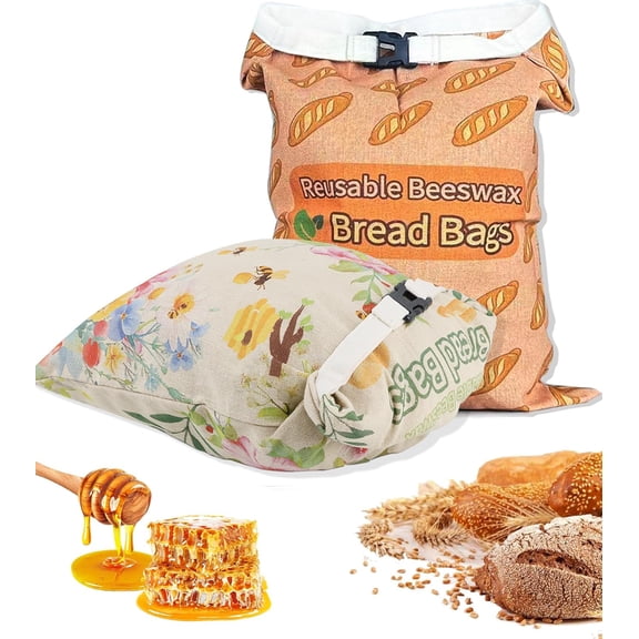 2 Pack Beeswax Bread Bags for Sourdough Homemade Bread,XL Linen Sourdough Reusable Beeswax Bread Storage Bag,Removable Inner Bag-Easy to Clean, Keep Fresh, Large Capacity Portable(13x17in, XL)