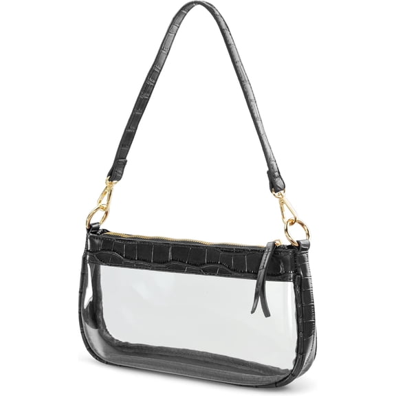 Clear Handbag PVC Classic 90s Purse Women Vegan Leather Crocodile Crossbody Bag