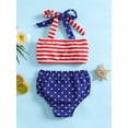 thumbnail image 2 of Inevnen Toddler Girls Two Piece Swimsuit American Flag Star Bathing Suits Beach Baby 4th July Pool Bikini Bathing Suit, 2 of 6