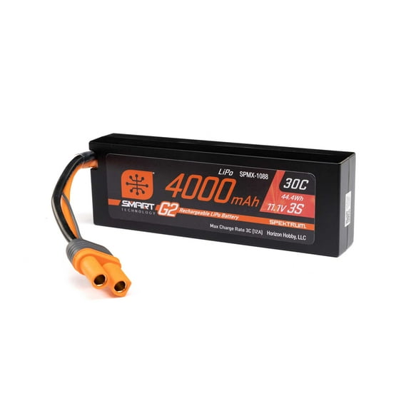 Spektrum Accessories 11.1V 4000mAh 3S 30C Smart LiPo G2 Hard Case IC5 SPMX-1088