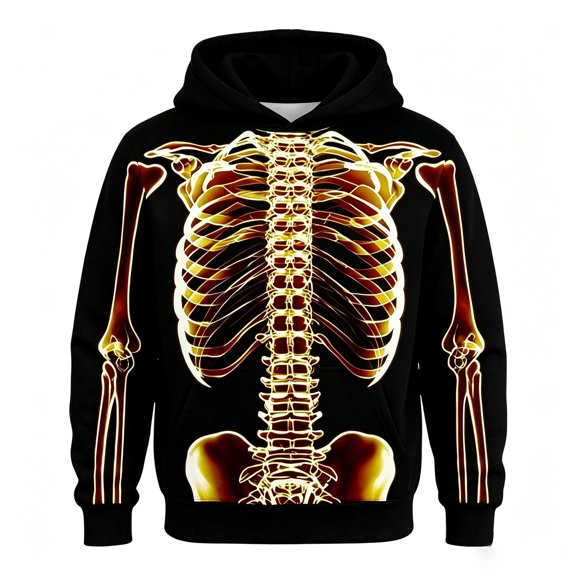 Lullu Boys Halloween Skeleton Hoodie Casual Active Hooded Sweatshirt, Sizes 4-14