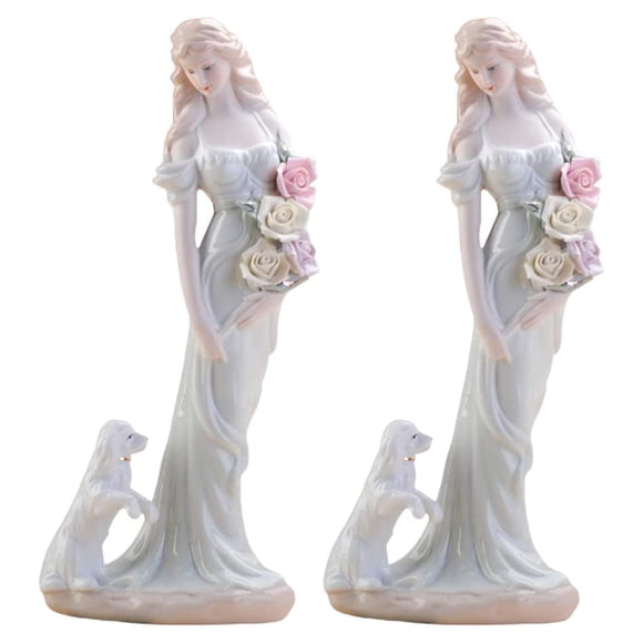 Escultura de mujer MadameDurand 2pzas 12x30x12cm Frente x Alto x Fondo Porcelana Artesanal