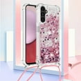 thumbnail image 2 of Long Crossbody Lanyard Clear Case for Samsung Galaxy A14 with Adjustable Neck Strap, Glitter Sparkly Bling Quicksand Phone Cover Cases for Samsung Galaxy A14 4G/ 5G QKG Rose Gold, 2 of 14