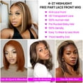 thumbnail image 6 of Aceolave Blonde Lace Front Wigs Highlight Bob Human Hair 4x4 HD closure Lace Frontal 14 Inch Ombre Human Hair Wigs P4/27 150 Density Short Bob Human Hair Wigs for Black Women, 6 of 9
