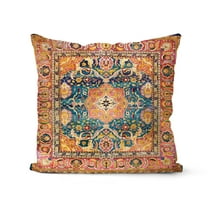 Dalrosia Boho Pillow Covers Carpet Pattern Decorative Pillow Cover Retro Rust Floral Throw Pillow Covers Linen Decorative Pillow Covers for Couch Living Room Sofa, 18X18 in
