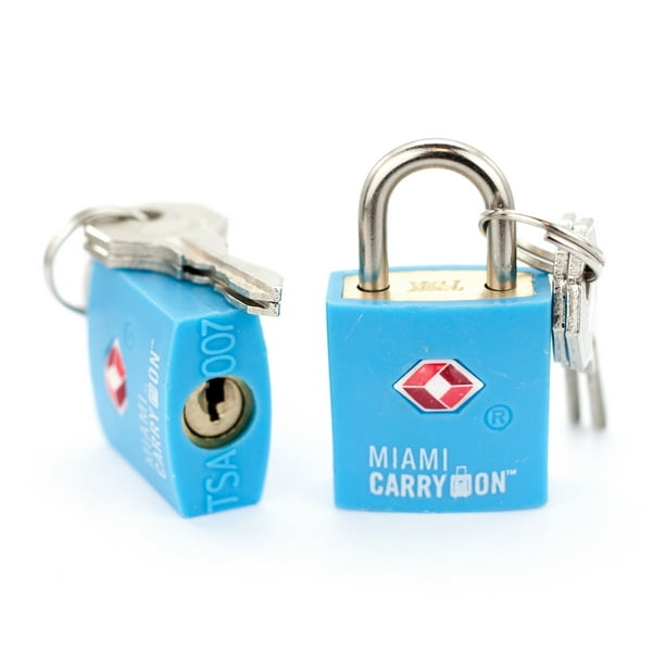 Miami CarryOn TSA Approved Padlock, Keyed Luggage Lock 2 Pack, Light