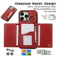 thumbnail image 3 of Decase for iPhone 16 Pro Case with Card Holder,Phone Case for iPhone 16 Pro Case with Strap Crossbody Lanyard Stand,Wallet Case for Women,Leather Zipper Pocket Case,Red, 3 of 8