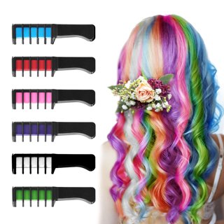 Hair Chalk for Girls Kids Temporary Bright Hair Color,Hair Chalk Comb  Washable Non-Toxic Hair Dye Halloween Christmas Birthday Parties Girls Gift  for 1 2 3 4 5 6 7 8 9 10 Year Old Girl (6 Colors)