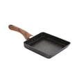 thumbnail image 2 of facefd Frying Pan Stainless Steel Non-stick Square Frypan Frypan Square Kitchen Cooking Skillet Cookware, Wood Grain Handle, 2 of 9