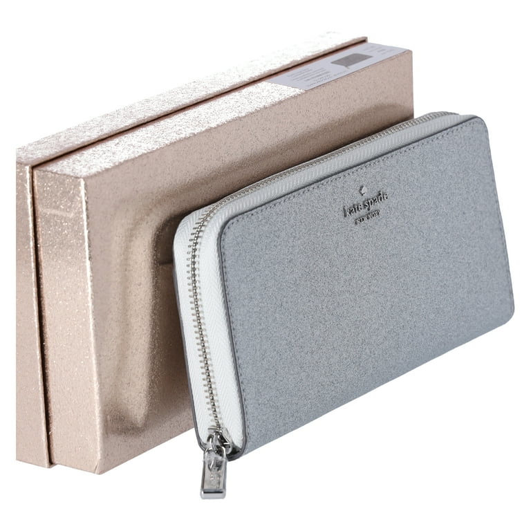 Kate Spade Glimmer Glitter Boxed Large Continental Wallet Silver