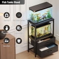 thumbnail image 6 of 10 Gallon Aquarium Stand with 2 Drawers, 2-Tier Fish Tank Stand with Storage Shelf, Heavy Duty Metal Frame Reptile Turtle Tank Stand, 20.5" L x 11.8" W x 31.5" H, Black, 6 of 7
