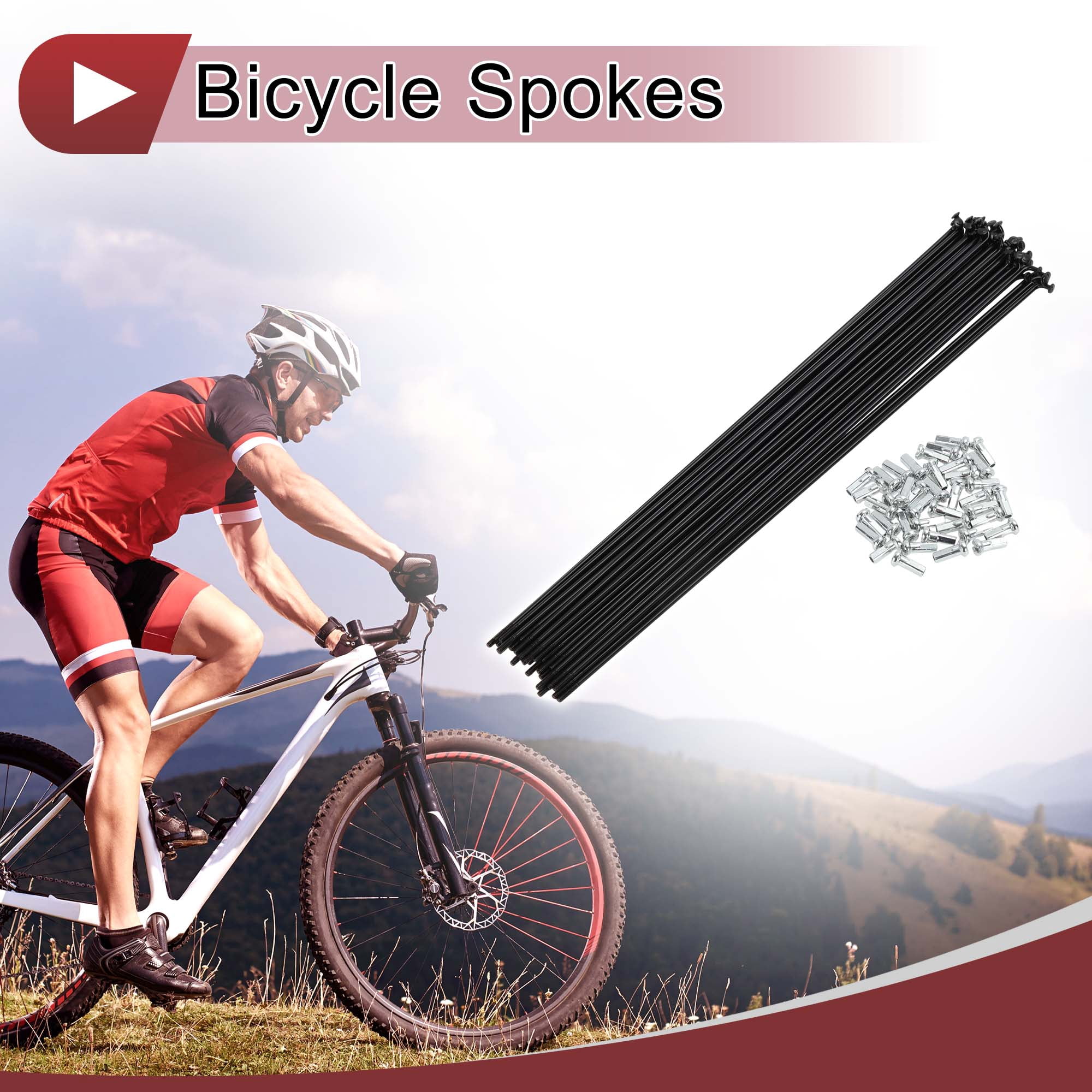 Unique Bargains 38Pcs 14G Bicycle Bike Wheel Spoke Carbon Steel Black 9.84"