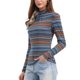 thumbnail image 4 of Camiseta de rayas de manga larga casual de mujer INSPIRE CHIC, cuello alto ajustado, para primavera, otoño y fiestas de Navidad 2026 XL a rayas azules, 4 of 6