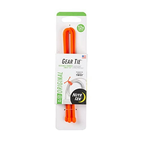 Attaches Torsadées Réutilisables en Caoutchouc Orange Vif Lot de 2