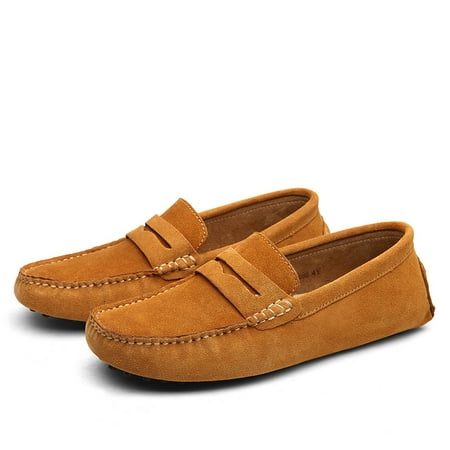 

XWQSSGMen s Casual Comfy Slip On Penny Loafer Shoes Outdoor Anti-skid Flat Walking Driving Shoes