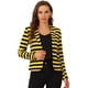 thumbnail image 1 of Blazer Allegra K a rayas con cierre de botón y bolsillo con solapa para mujer Amarillo Negro XS, 1 of 5