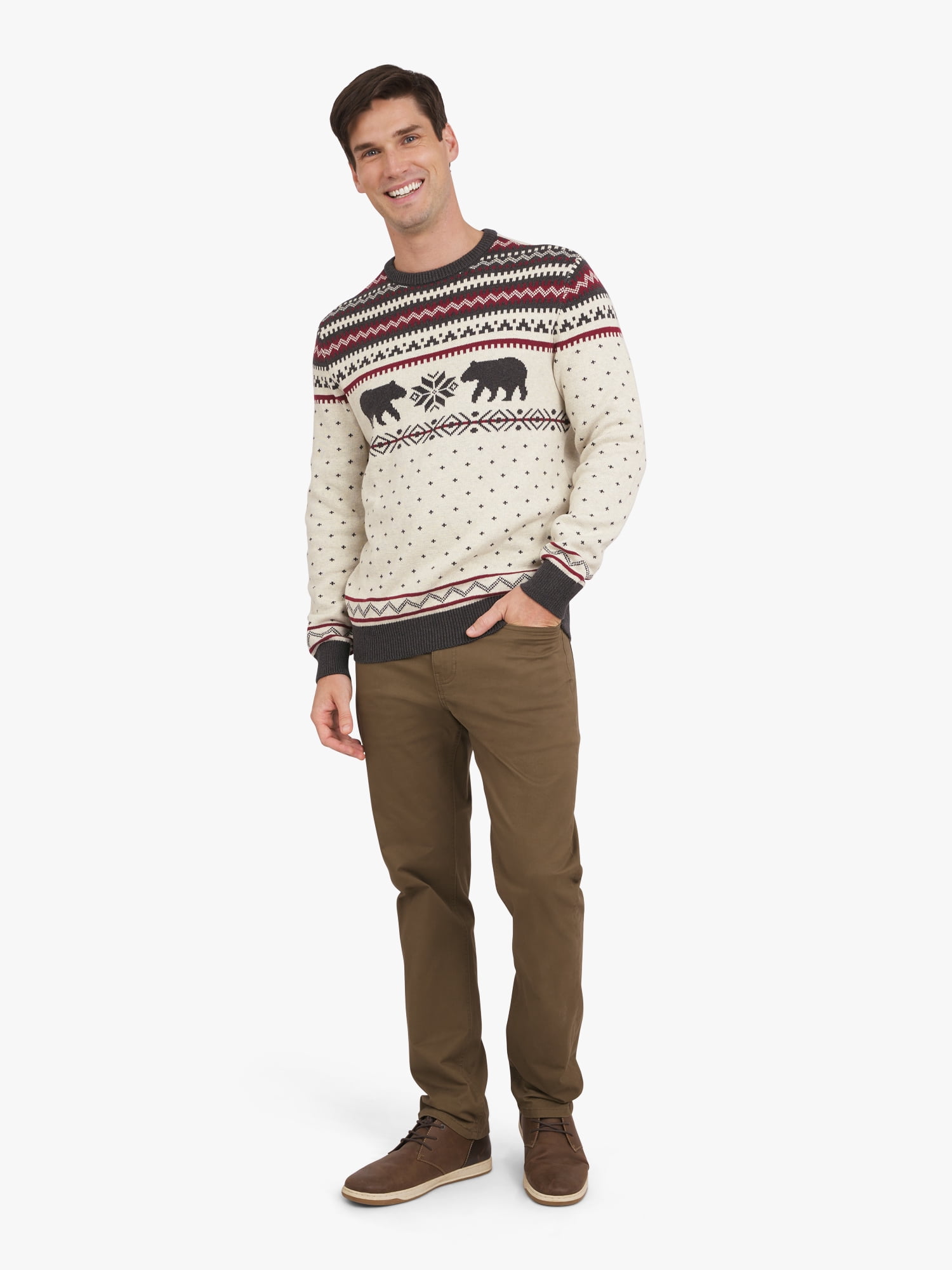 Chaps Men's & Big Men's Cotton Holiday Fairisle Crewneck Sweater, Sizes S-3XL