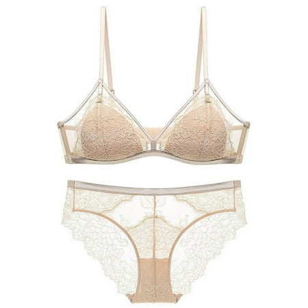 Sentmoon Lingerie for Women Thin Sponge Transparent Bra With Large Chest And Small Lace Women s Sexy Lingerie Bra Set Women s Lingerie  Sleep & Lounge Valentines Day Gifts for Her Deals of the Day C