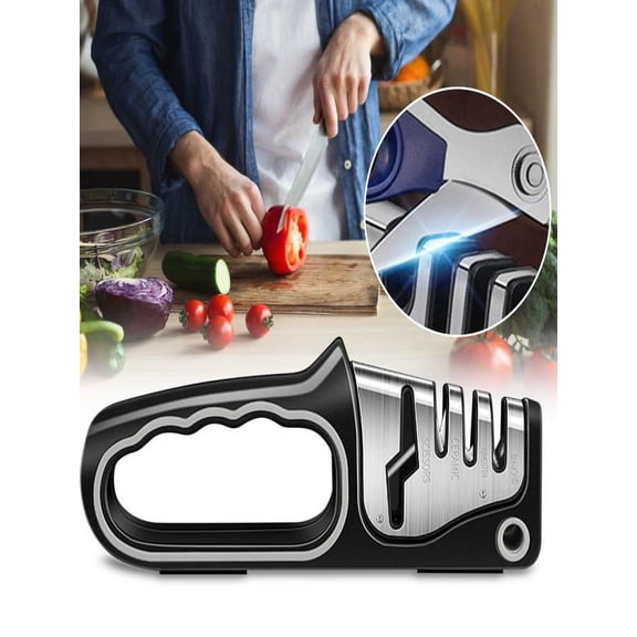 Knife Sharpener,Sharp Knife Sharpener,3 Stage Manual Sharpener For Sharpening Kitchen Knives 1 Stage Scissors Knife Sharpener Manual Knife Sharpener For Ceramic Stone,Tungsten Carbide Plates