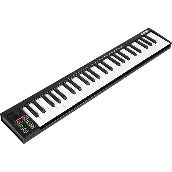 49-Key USB MIDI Keyboard Controller with 8 Drum Pads, OLED Display, and DAW Integration for Professional Music Production, Black