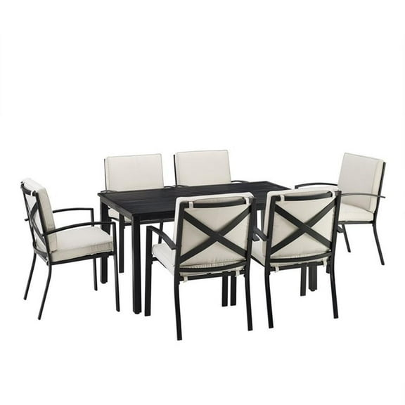 Crosley Furniture Kaplan 7 Piece Outdoor Dining Set in Oil Rubbed Bronze/Oatmeal